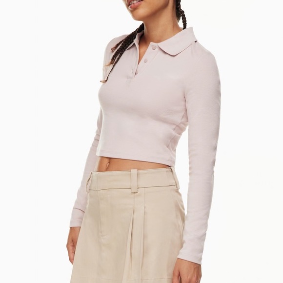 Sunday Best Light Blue Cropped Long Sleeve Polo Top / Hugo Top - Picture 9 of 9